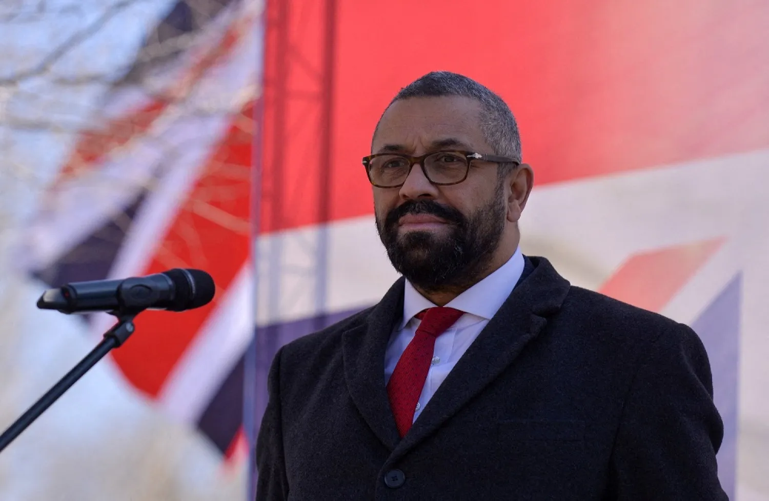 British Foreign Secretary James Cleverly attends the opening ceremony of the new square named after Queen Elizabeth II in Astana, Kazakhstan March 18, 2023. (Reuters)