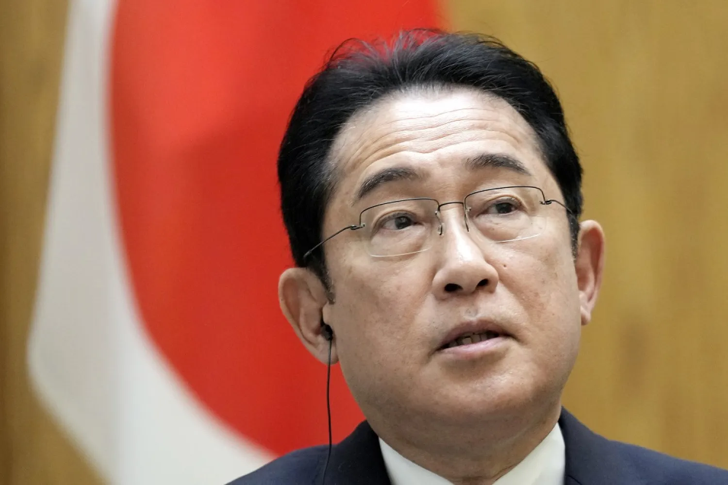 Japan's Prime Minister Fumio Kishida speaks during an interview with foreign media members at the Prime Minister's official residence Thursday, April 20, 2023, in Tokyo. (AP)
