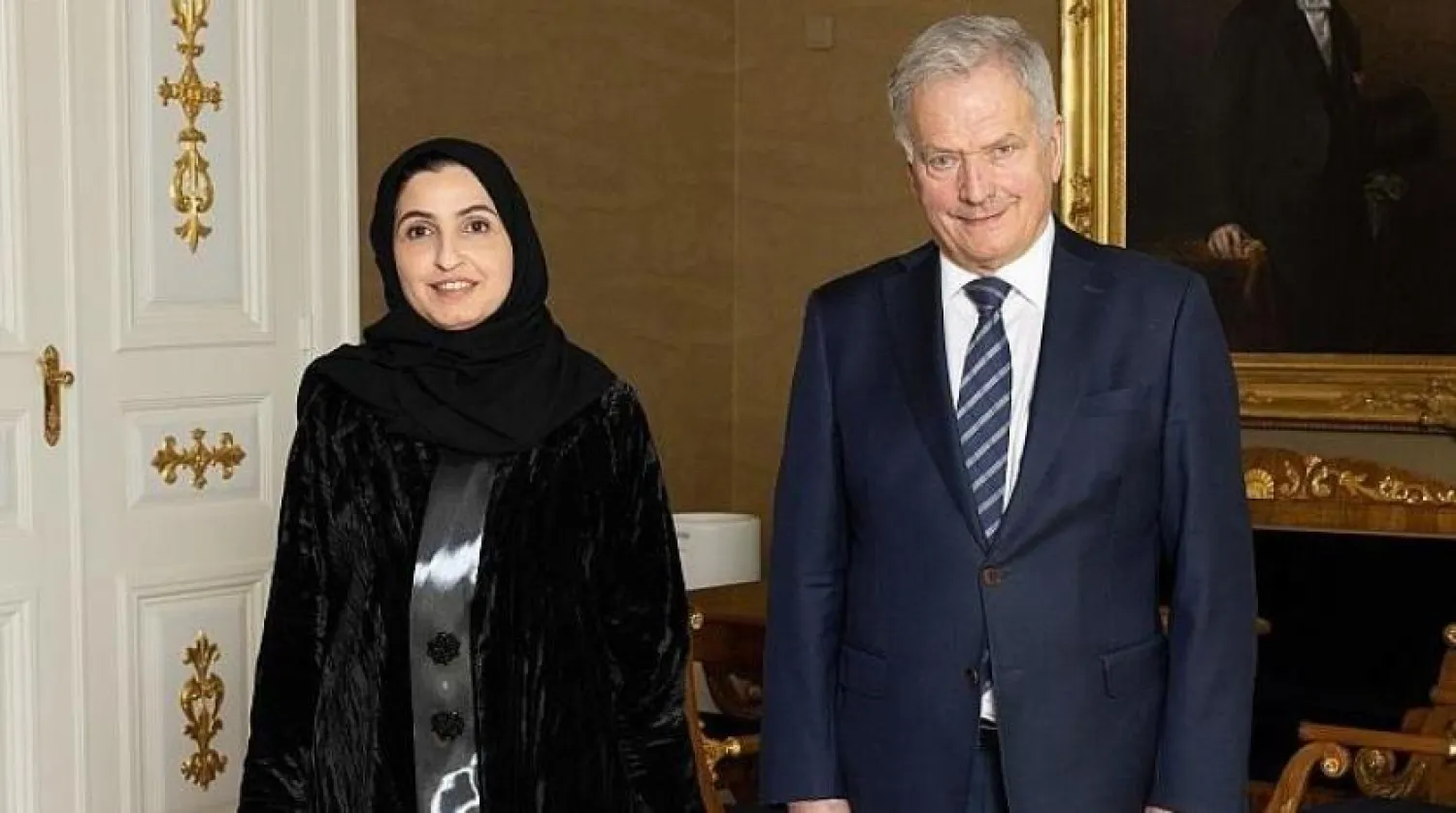 Saudi Arabia’s Ambassador  Nisreen Al-Shibel and Finland's President Sauli Niinisto - SPA
