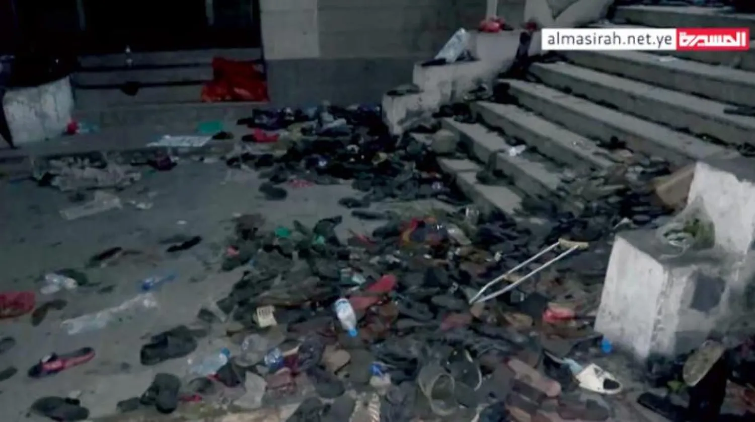 A picture broadcast by Houthi media from the site of the stampede in Sanaa (AFP)