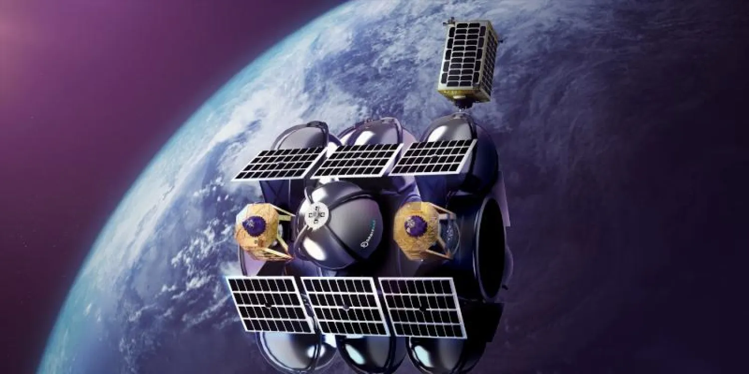 صورة تخيلية لتزويد الأقمار الصناعية بالوقود في الفضاء (أوربيت فاب - تويتر)