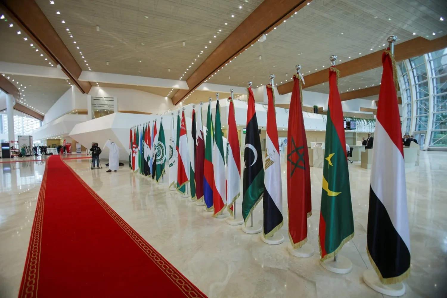 Flags are seen ahead of the Arab League Summit in Algiers, Algeria, Nov. 1, 2022. (Reuters)