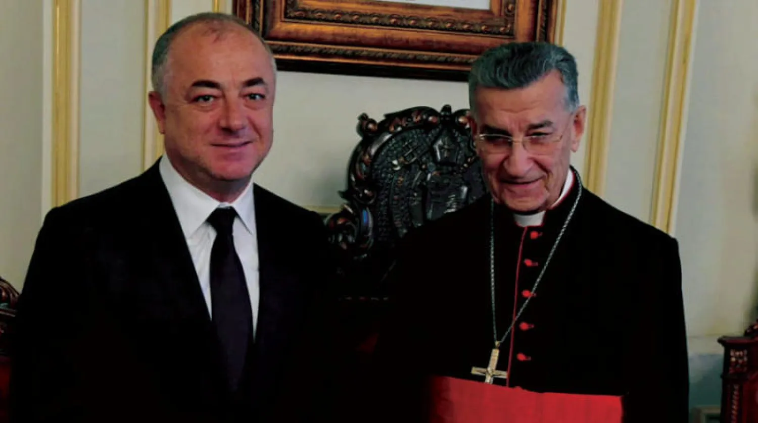 البطريرك الراعي مستقبلاً بو صعب أمس (البطريركية المارونية)