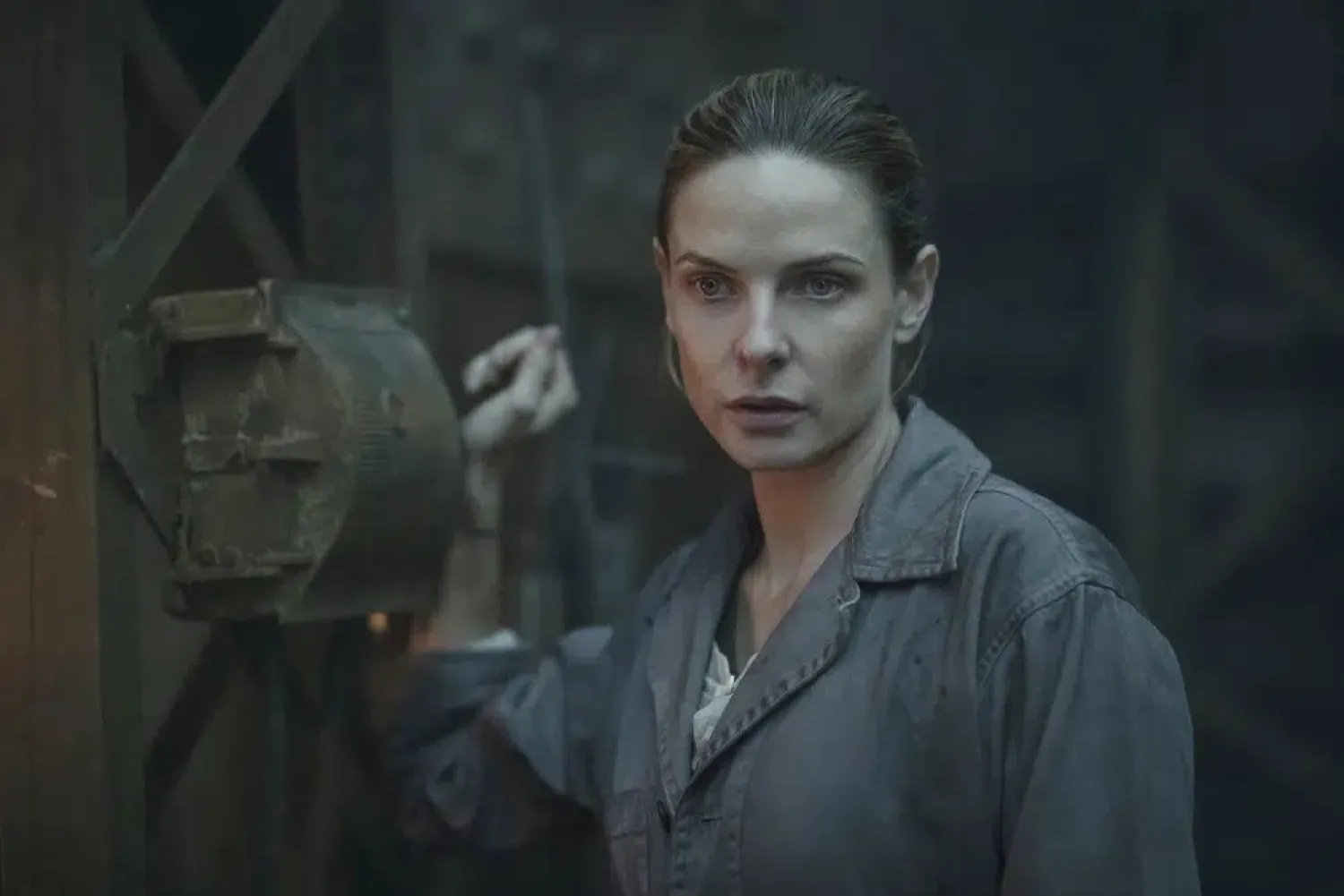 This image released by Apple TV+ shows Rebecca Ferguson in a scene from "Silo," premiering May 5. (Apple TV+ via AP)