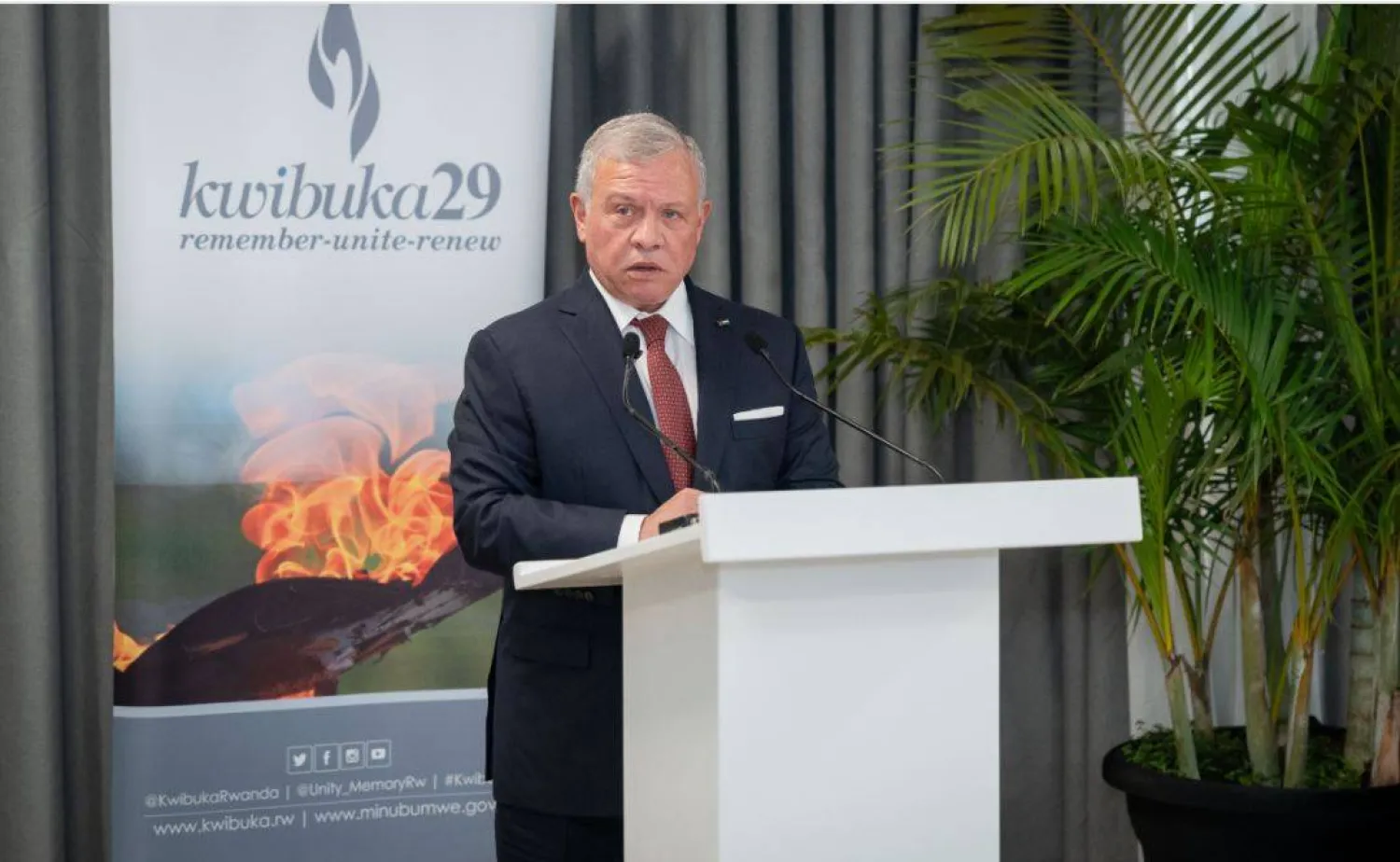 الملك عبد الله الثاني يلقي كلمة في صرح كيغالي التذكاري للإبادة الجماعية في العاصمة الرواندية (بترا)