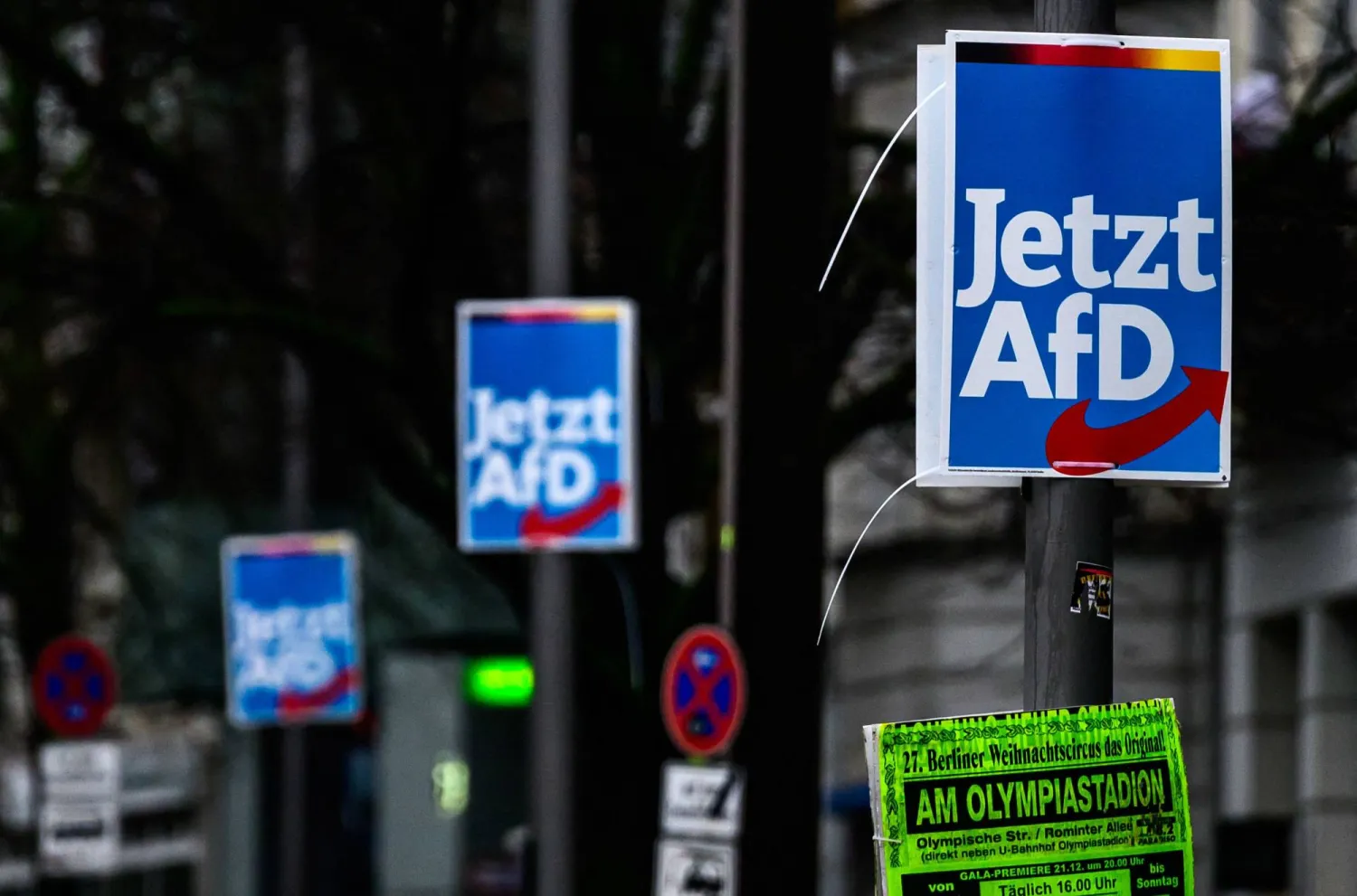 لافتات انتخابية داعمة لحزب «البديل لألمانيا» في برلين 2 يناير (أ.ف.ب)
