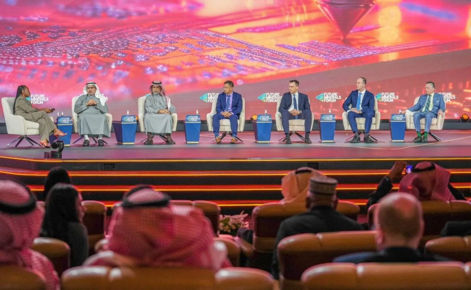 One of the sessions of the second and final day of the Future Minerals Forum, which was held in Riyadh (Asharq Al-Awsat)