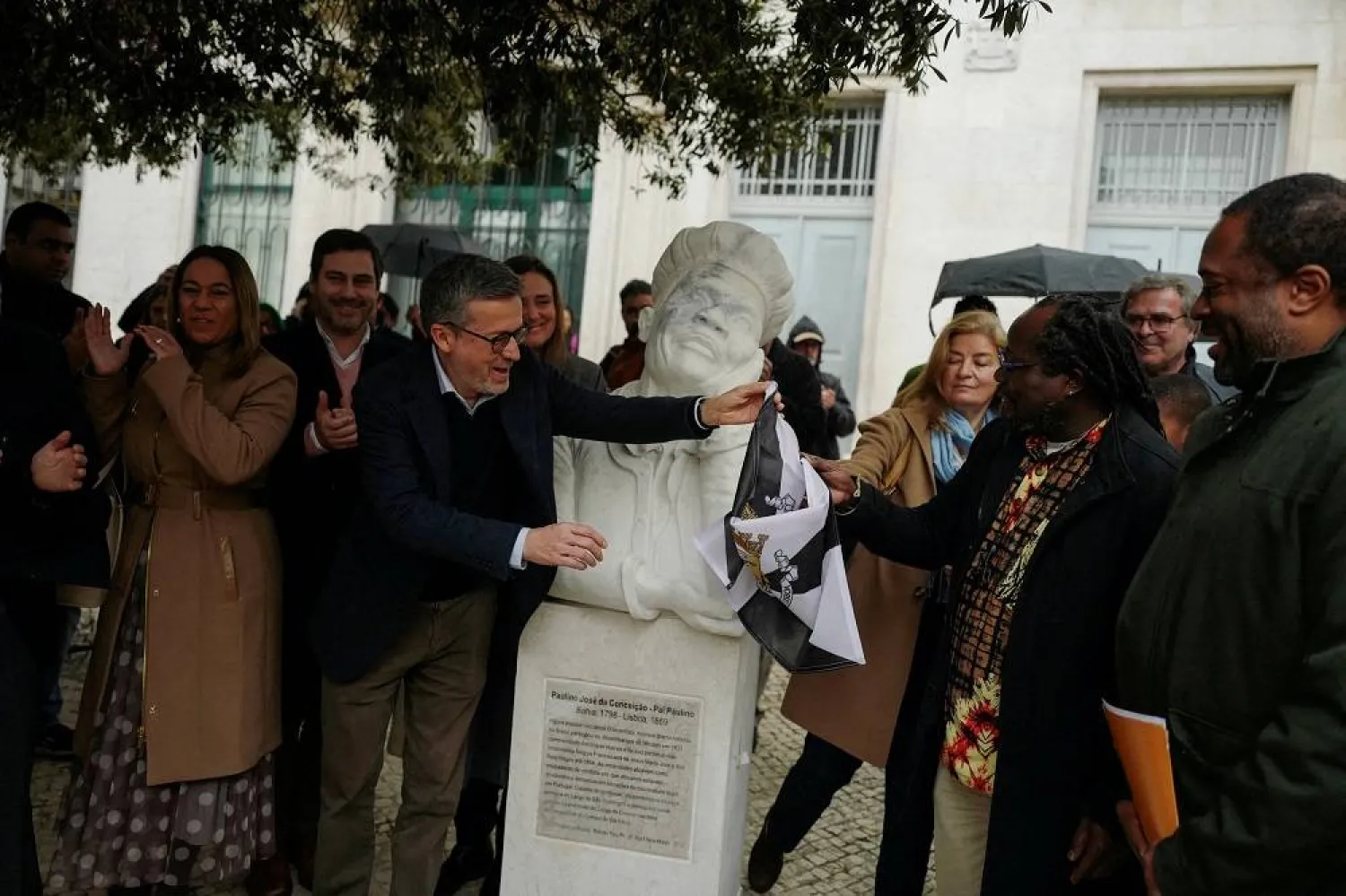 Lisbon mayor, Carlos Moedas attends the unveiling of a statue of Paulino Jose da Conceicao, to celebrate Portugal's African history and the contribution of African descent in Portuguese society in Lisbon, Portugal, January 13, 2024. (Reuters)