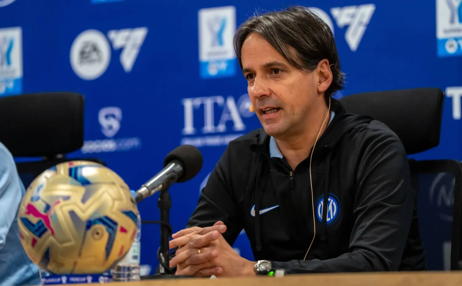سيموني إنزاغي مدرب إنتر ميلان في المؤتمر الصحافي (وزارة الرياضة)