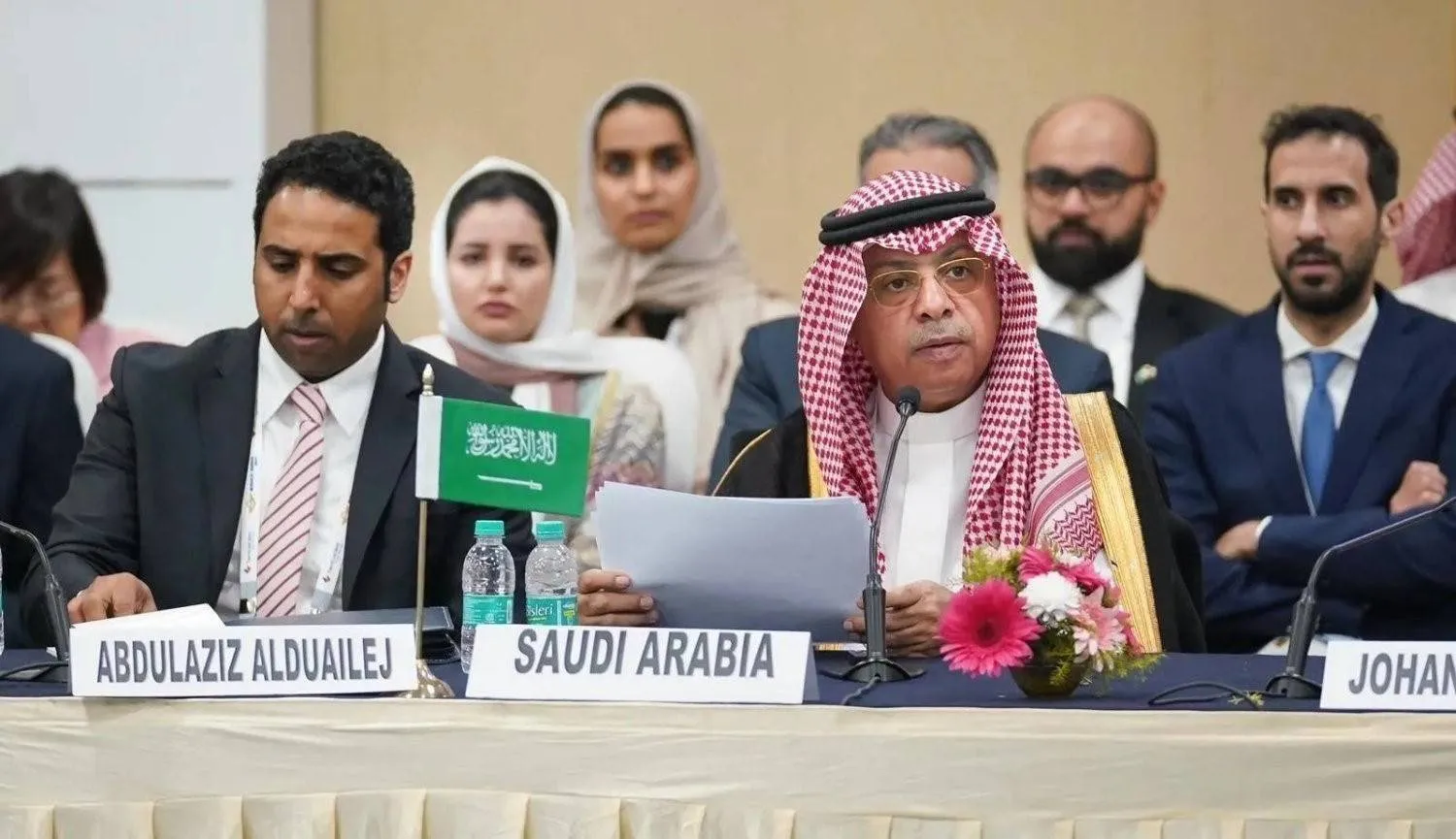 Chairman of the Saudi General Civil Aviation Authority speaking at the Wings India 2024 (SPA) 