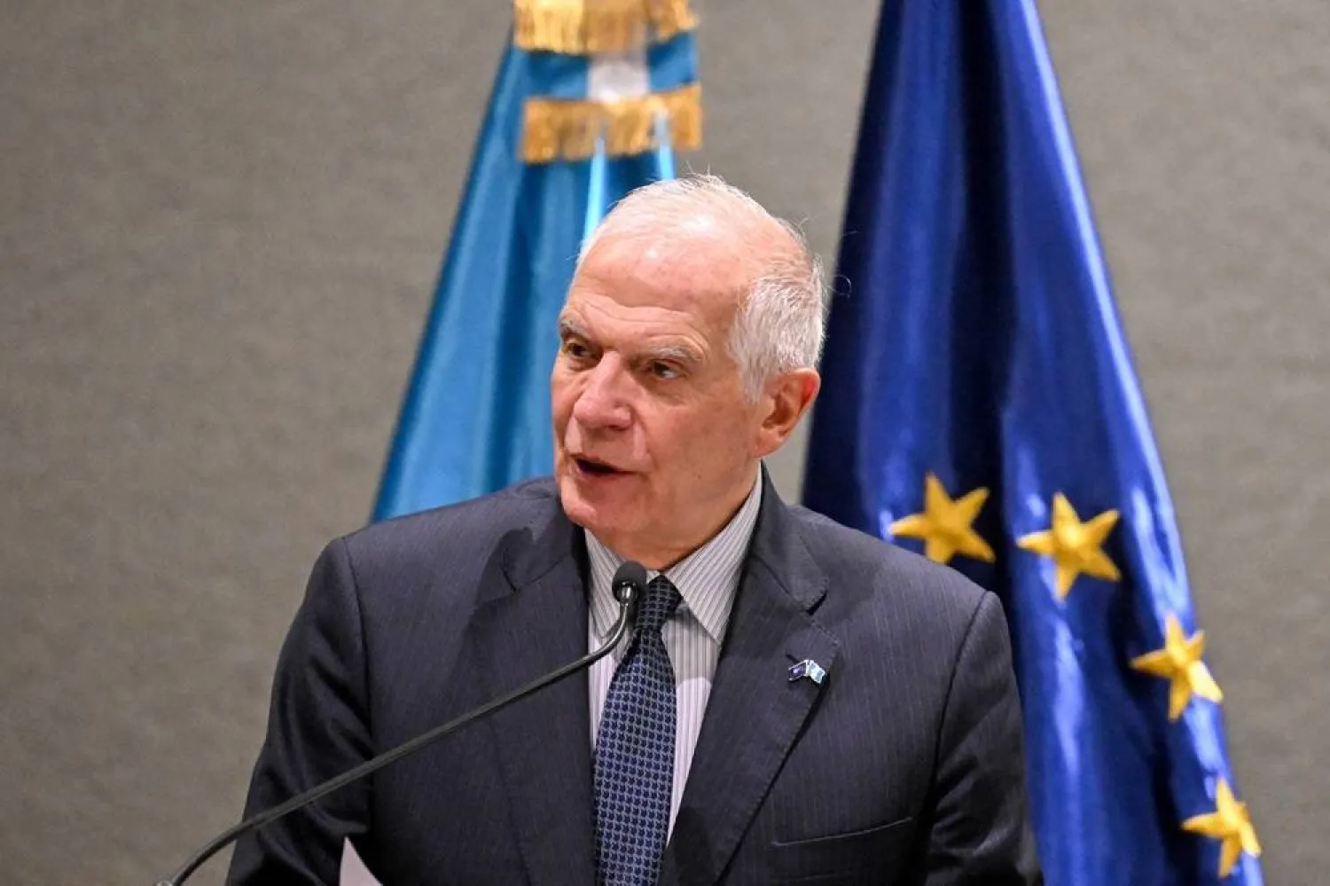 European Union High Representative for Foreign Affairs and Security Policy Josep Borrell speaks during a joint press conference with Guatemalan President-elect in Guatemala City on January 13, 2024. (AFP)