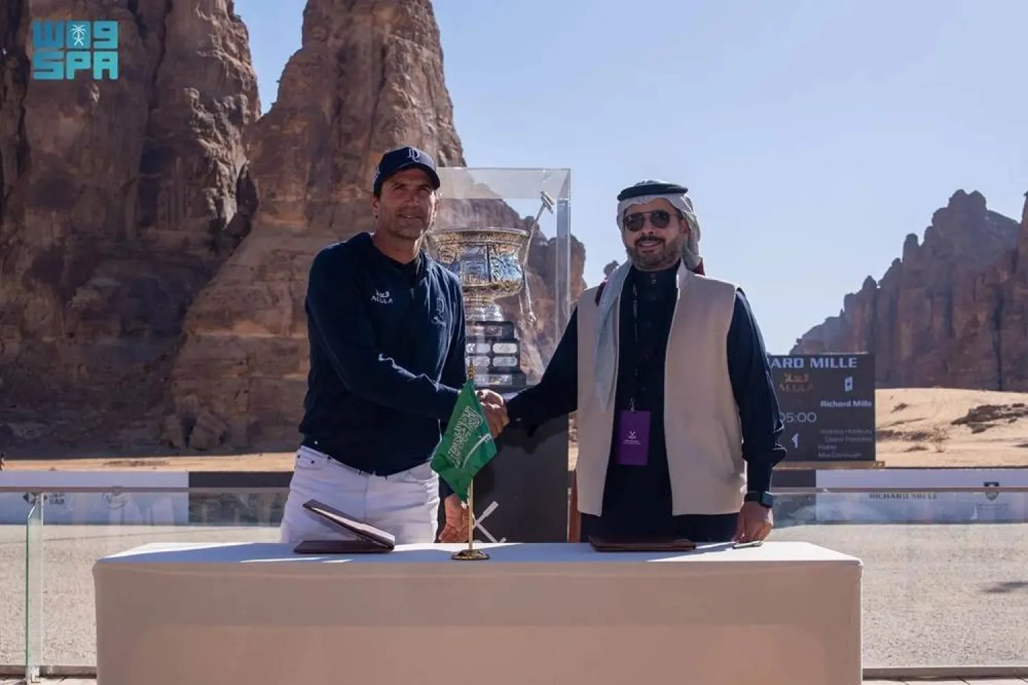 The Royal Commission for AlUla (RCU) signed a strategic partnership with the Argentine polo team La Dolfina, aiming to enable and strengthen AlUla’s position as the premier destination for desert polo and other traditional sports and equestrian events. (SPA)
