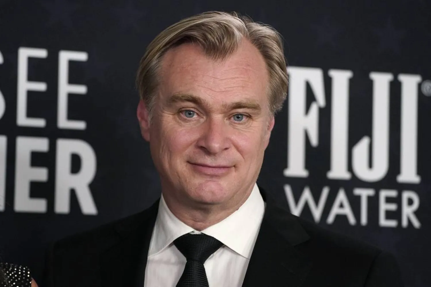  Christopher Nolan poses in the press room with the award for best picture for "Oppenheimer" during the 29th Critics Choice Awards on Sunday, Jan. 14, 2024, at the Barker Hangar in Santa Monica, Calif. (AP)