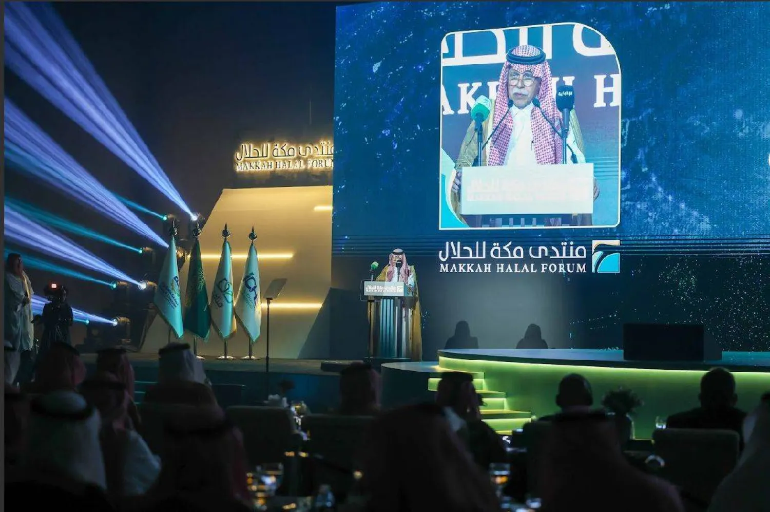 وزير التجارة السعودي خلال الكلمة التي ألقاها في المنتدى العالمي الذي أقيم في مكة (الشرق الأوسط)