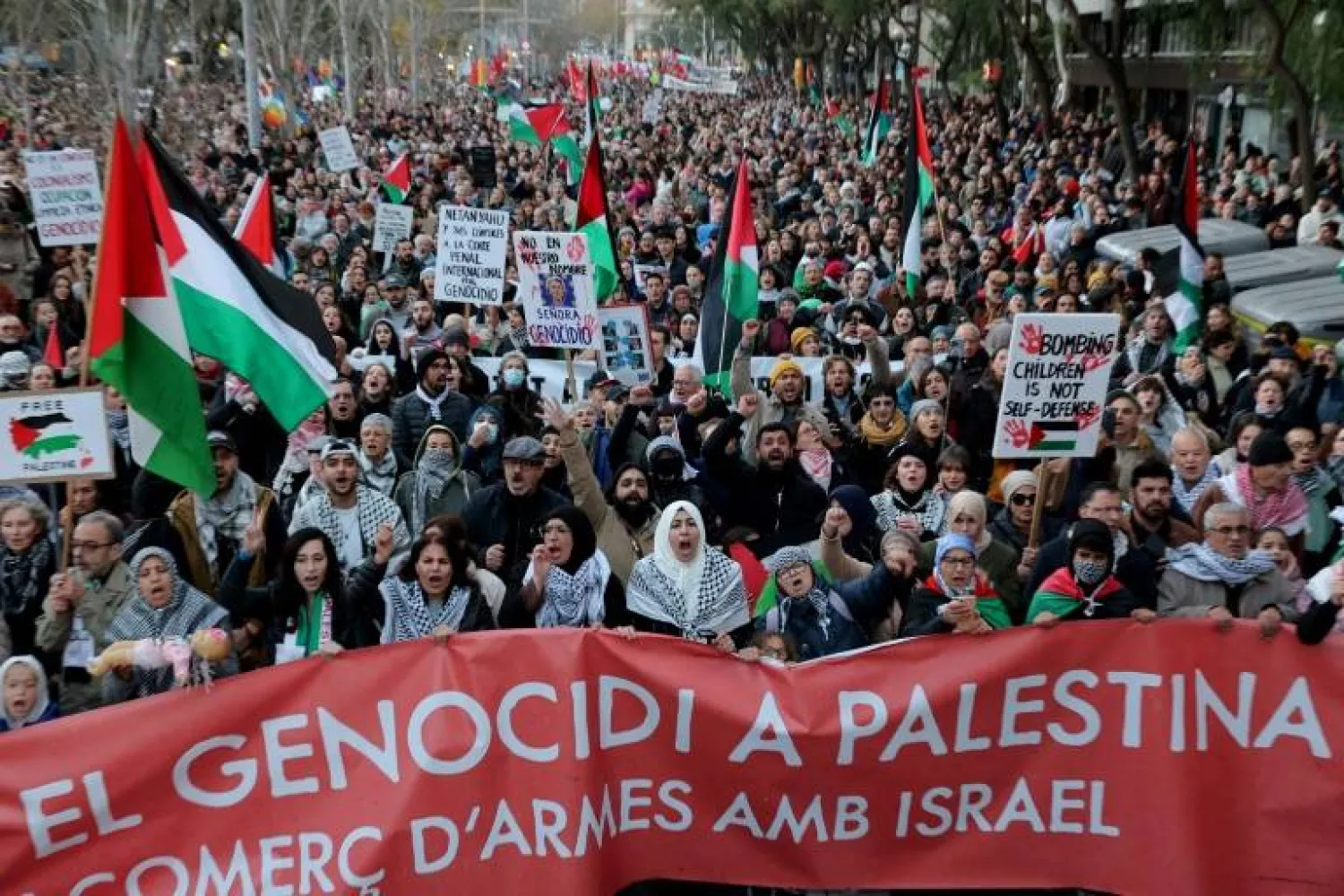 Many carried Palestinian flags or placards denouncing what they said was the 'genocide' in Gaza - AFP