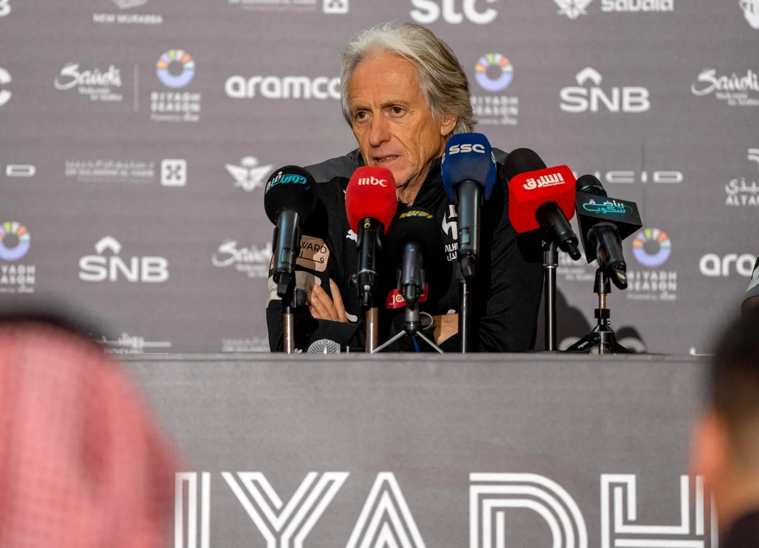 مدرب الهلال خورخي خيسوس لدى حديثه للصحافيين قبل مواجهة إنتر ميامي الأميركي ضمن منافسات موسم الرياض (موسم الرياض)