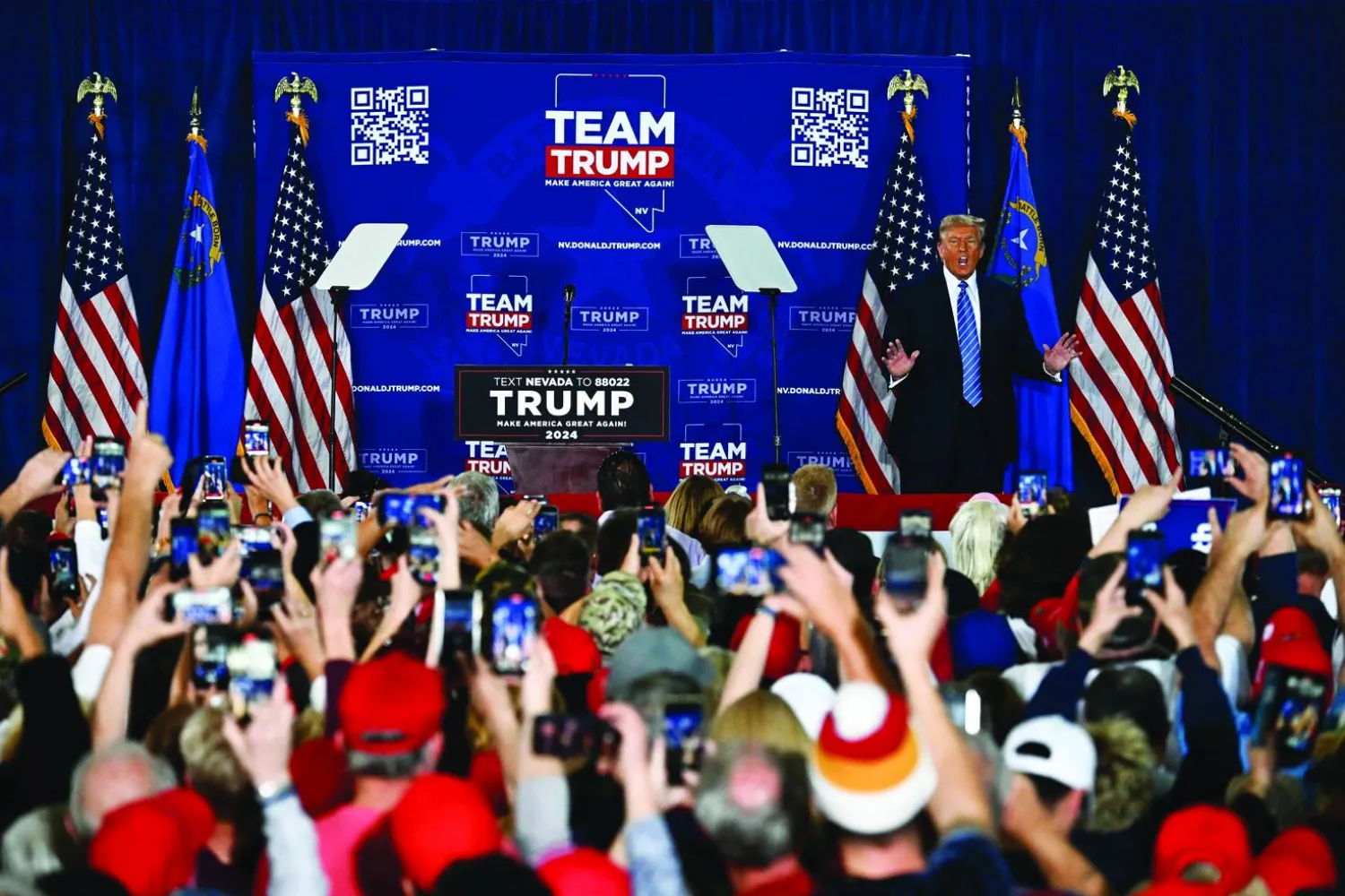 ترمب خلال تجمع انتخابي بنيفادا في 27 يناير (أ.ف.ب)