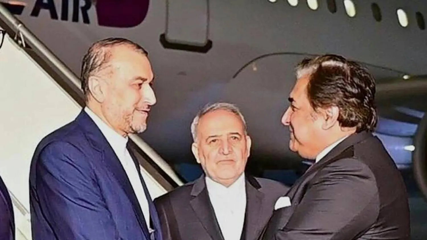 Iranian Foreign Minister Hossein Amir-Abdollahian's (left) visit to Pakistan comes as the neighbors seek to de-escalate after cross-border strikes threatened relations. Handout / AFP