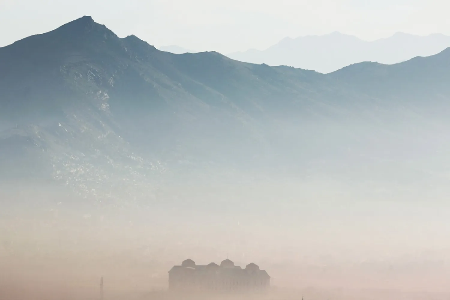 A general view of fog laden west Kabul on January 19, 2024. (AFP)