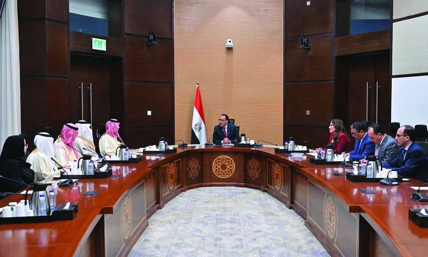 The meeting between Madbouly and Al-Dossary at the new administrative capital in Egypt. (The Egyptian cabinet)