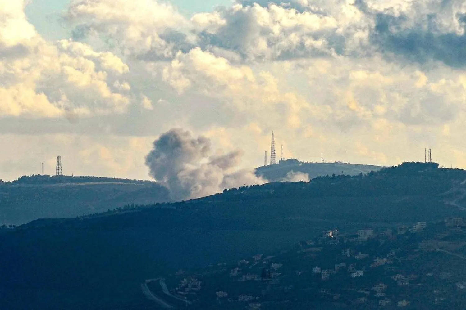Smoke billows during Israeli bombardment on the southern Lebanese village of Houla near the border with Israel on February 6, 2024 amid ongoing cross-border tensions as fighting continues between Israel and the Palestinian Hamas group in Gaza. (AFP) 