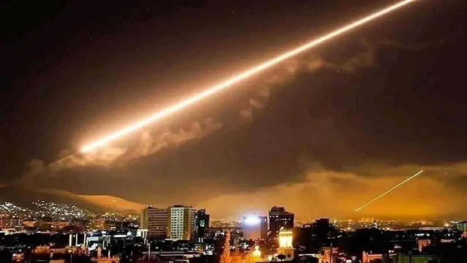 File photo: Israeli missiles launched at the Damascus countryside in the early hours of Saturday. (Syrian Observatory for Human Rights) 
