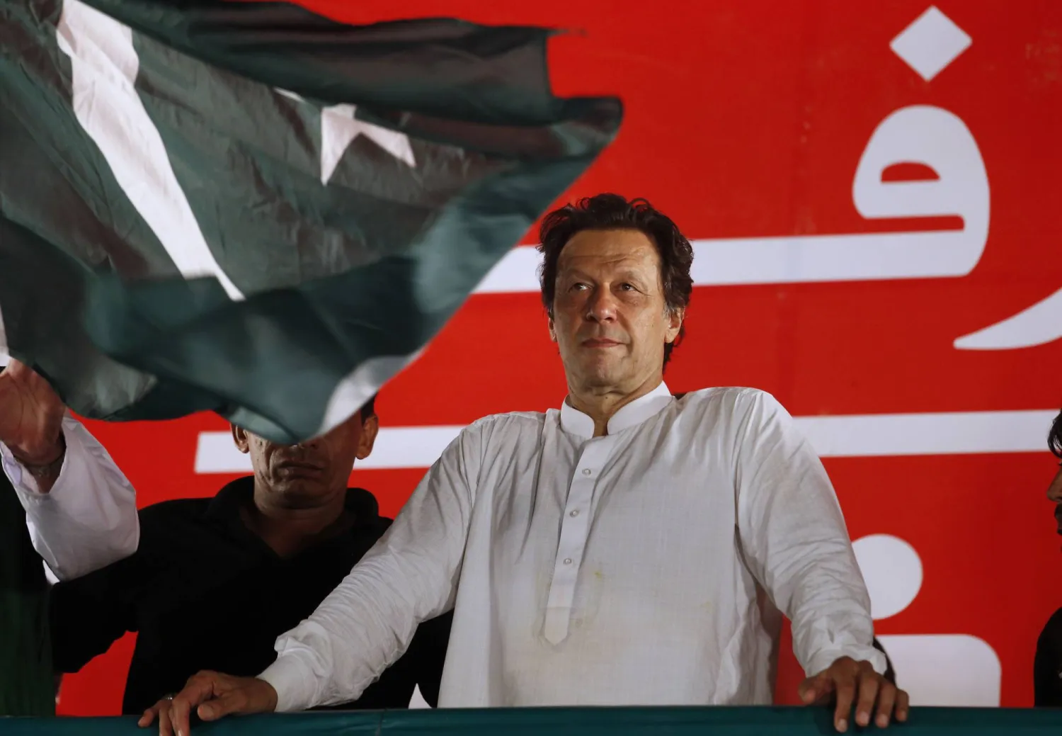 FILE - Pakistani politician Imran Khan, chief of Pakistan Tehreek-e-Insaf party, arrives to address an election campaign rally July 21, 2018, in Islamabad, Pakistan. (AP Photo/Anjum Naveed, File)