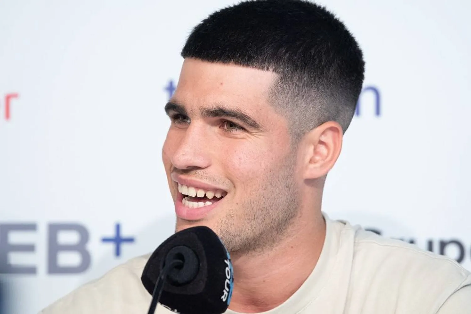 Spanish tennis player Carlos Alcaraz offers a press conference prior to his debut at the IEB+ Argentina Open tennis tournament, in Buenos Aires, Argentina, 12 February 2024. (EPA)