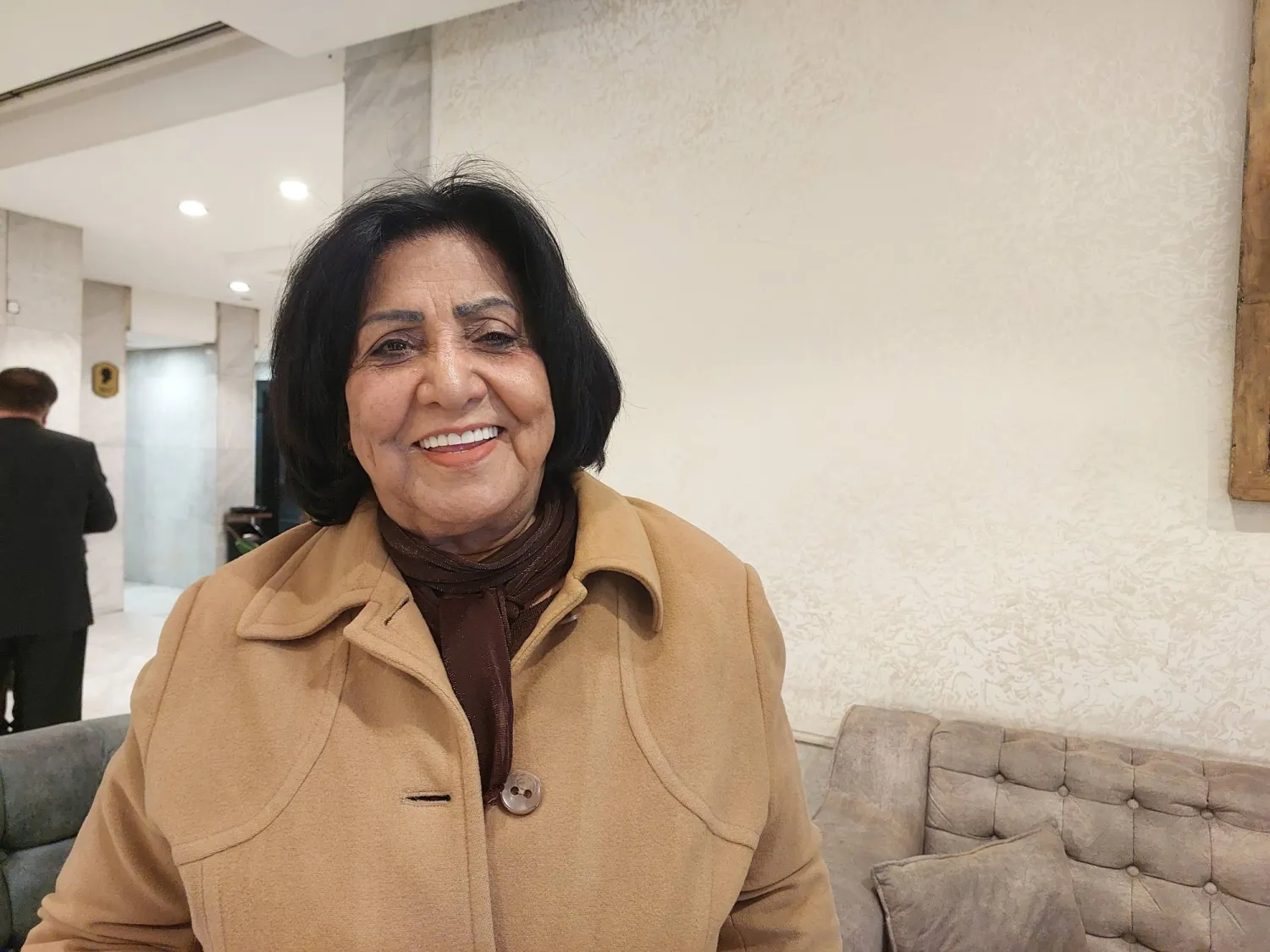 الربيعي خلال حضورها للتحكيم بمهرجان بغداد السينمائي (بغداد السينمائي)