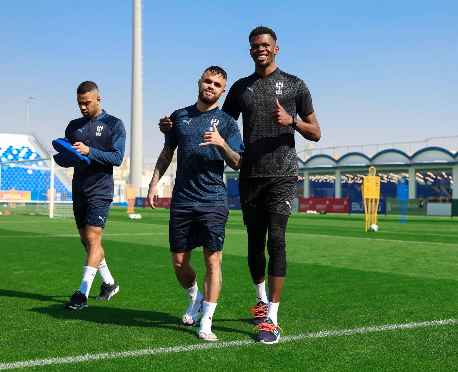 ميشائيل والربيعي ولودي في تدريبات الهلال (نادي الهلال)