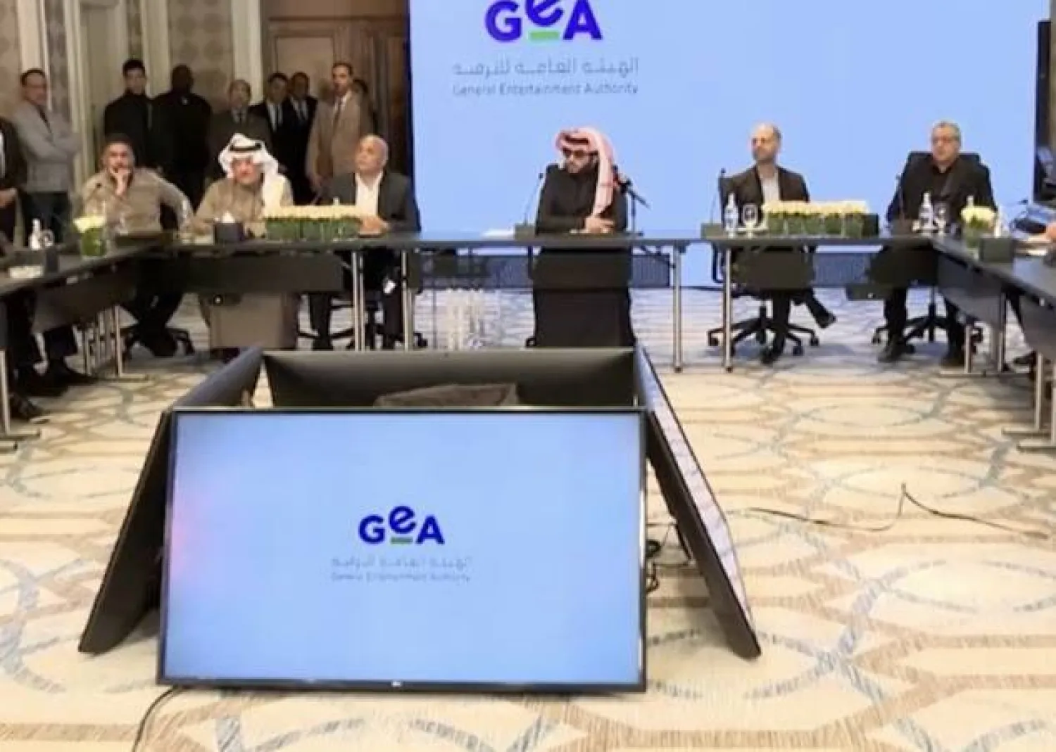 تركي آل الشيخ خلال المؤتمر الصحافي في مصر (هيئة الترفيه)