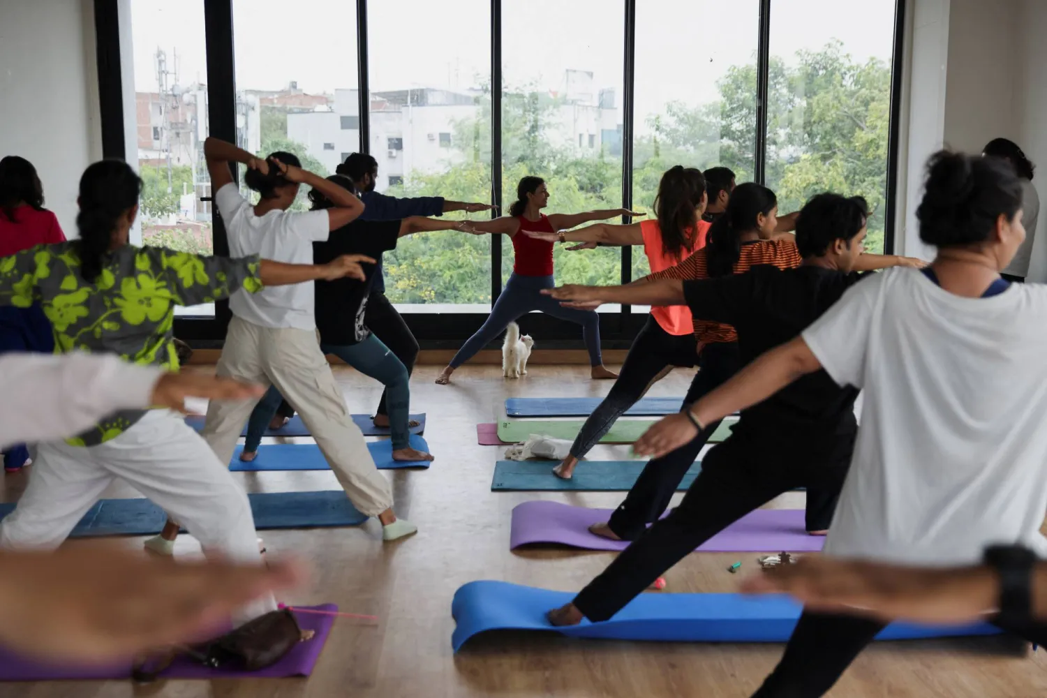 أشخاص يمارسون رياضة اليوغا (رويترز)