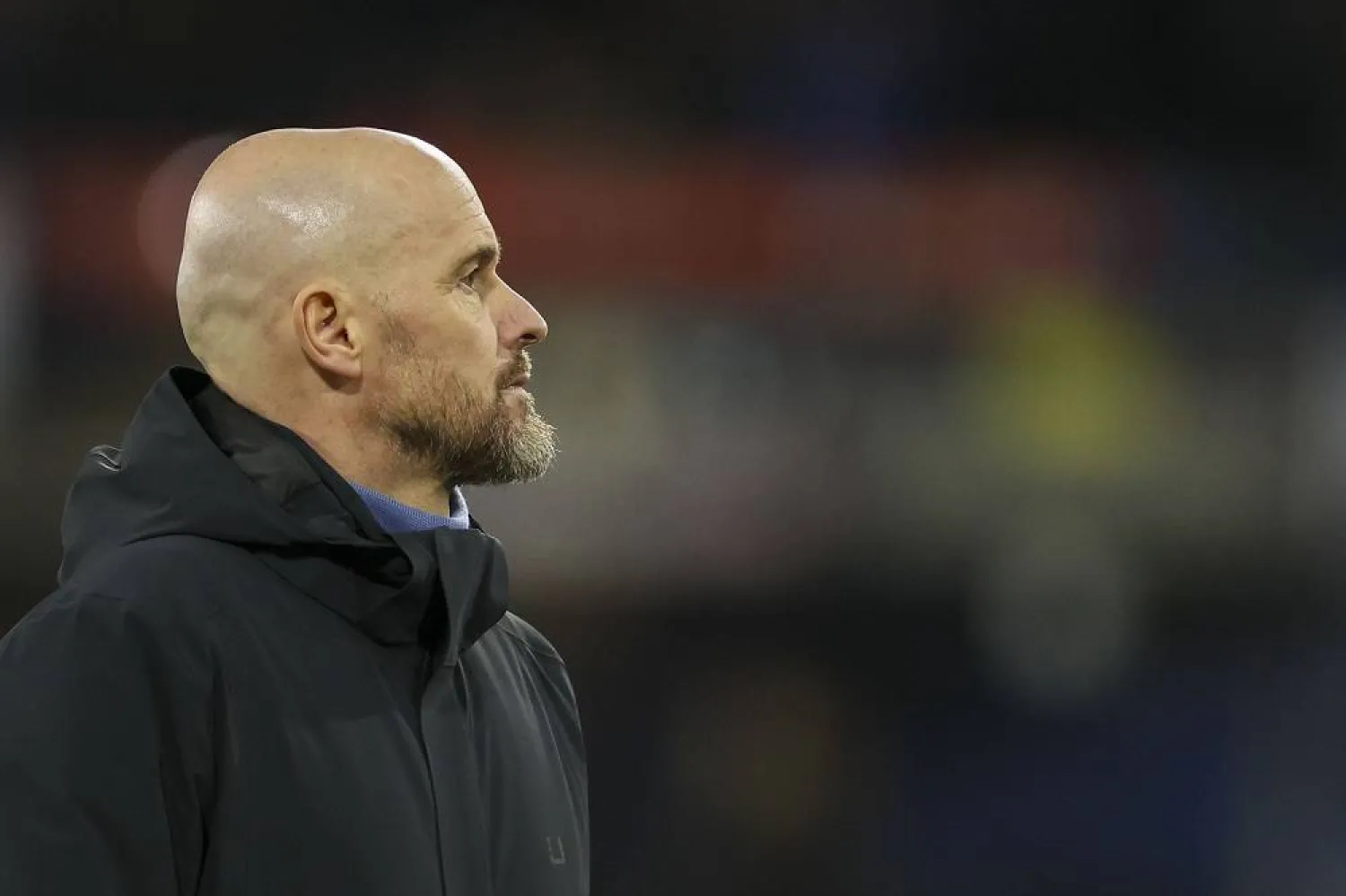 Manchester United's head coach Erik ten Hag leaves the field at the end of the English Premier League soccer match between Luton Town and Manchester United at Kenilworth Road, in Luton, England, Sunday, Feb. 18, 2024. (AP)