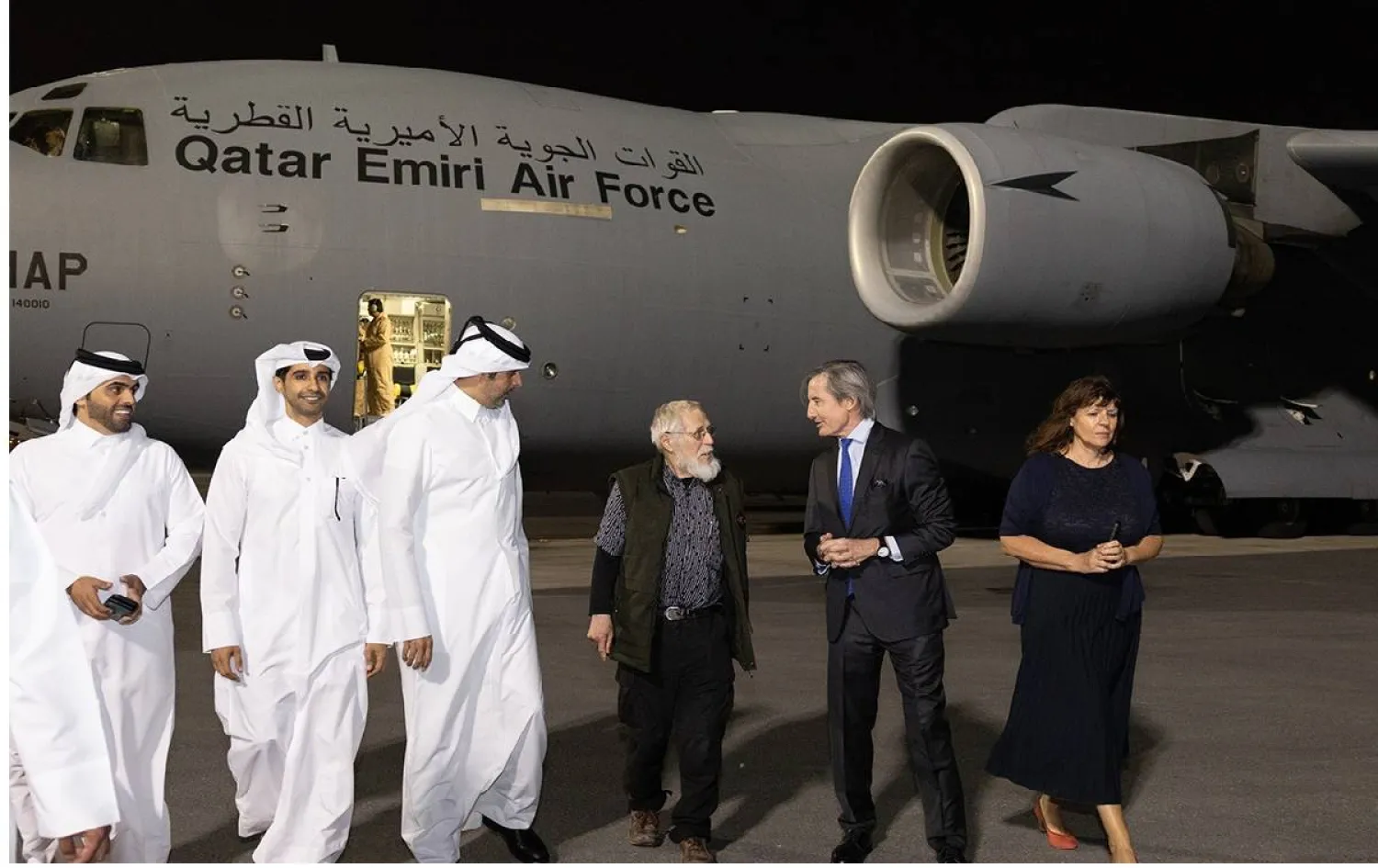 الرهينة النمساوي لدى وصوله الدوحة (قنا)