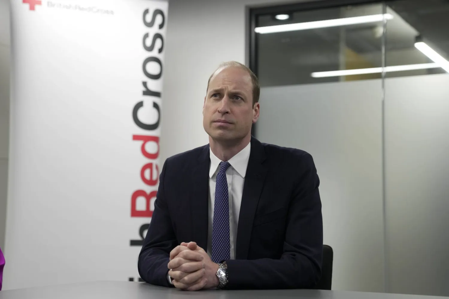20 February 2024, United Kingdom, London: Prince William of Wales visits the headquarters of the British Red Cross, to hear about the humanitarian efforts taking place to support those affected by the conflict in Gaza. Photo: Kin Cheung/PA Wire/dpa
