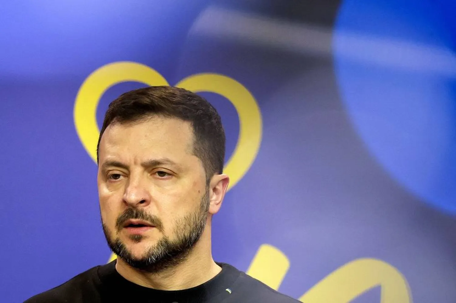 Ukraine's President Volodymyr Zelenskyy addresses the audience during a joint press conference with Albania's Prime Minister, as part of the "Ukraine Southeast Europe Summit" in Tirana on February 28, 2024. (AFP)