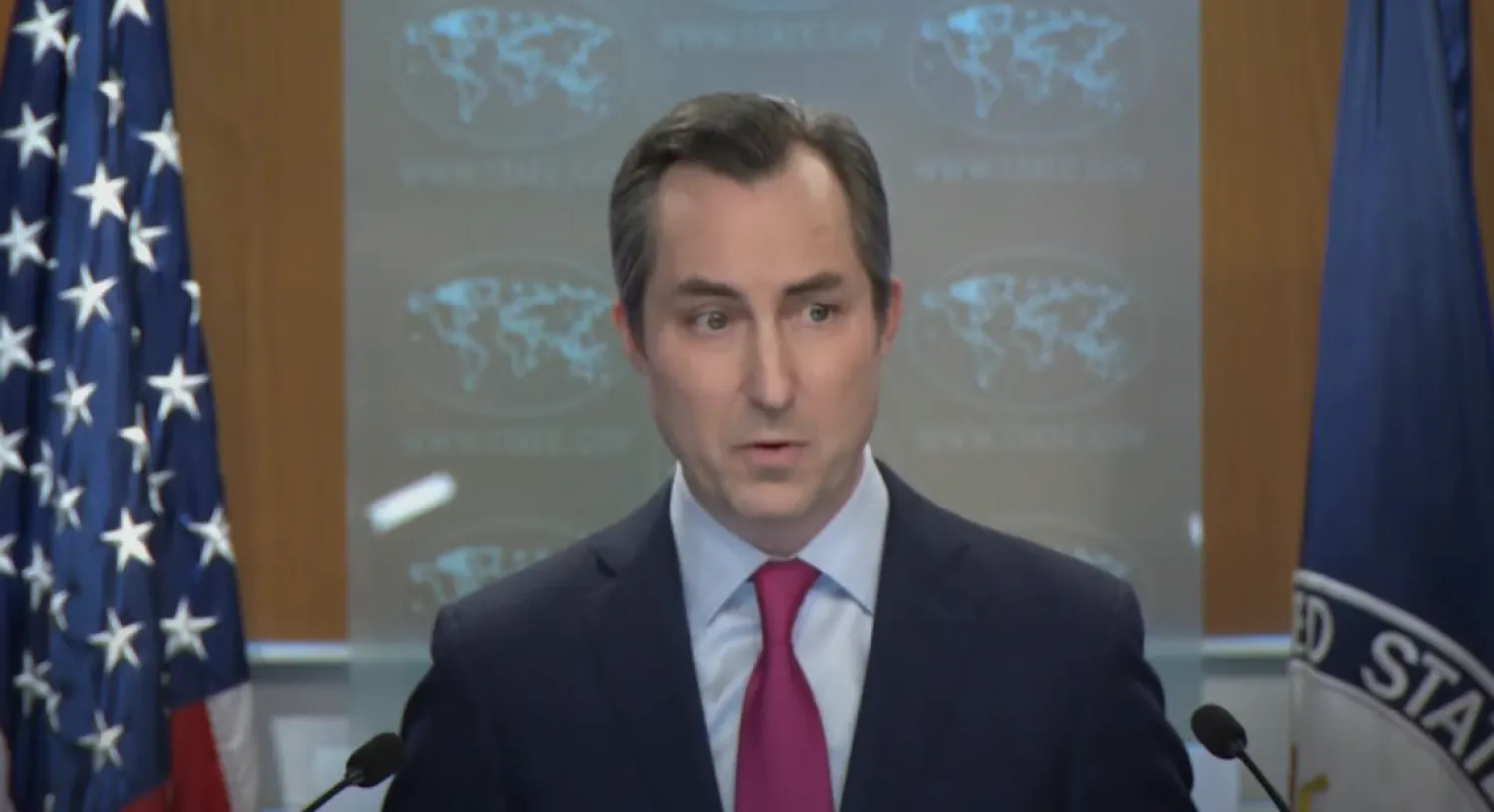  المتحدث باسم وزارة الخارجية الأميركية ماثيو ميلر (لقطة من فيديو خلال إحاطة للصحافيين) 