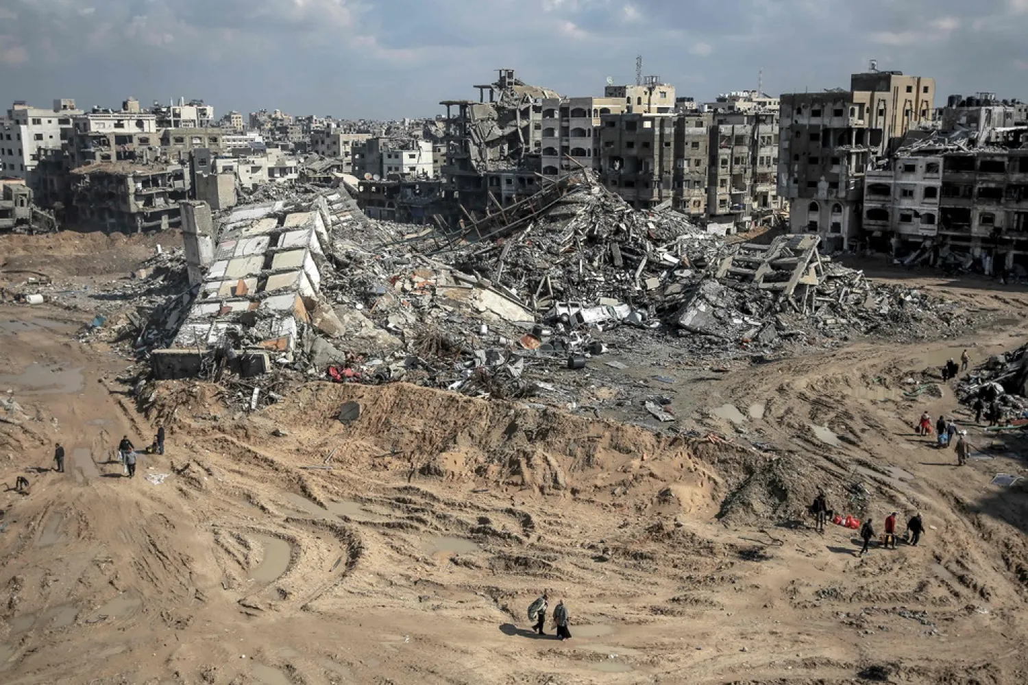 This picture shows Al-Maqoussi towers area on February 3, 2024, in the aftermath of Israeli bombardment on Gaza City, as battles continue between Israel and the Palestinian militant group Hamas. (AFP) 