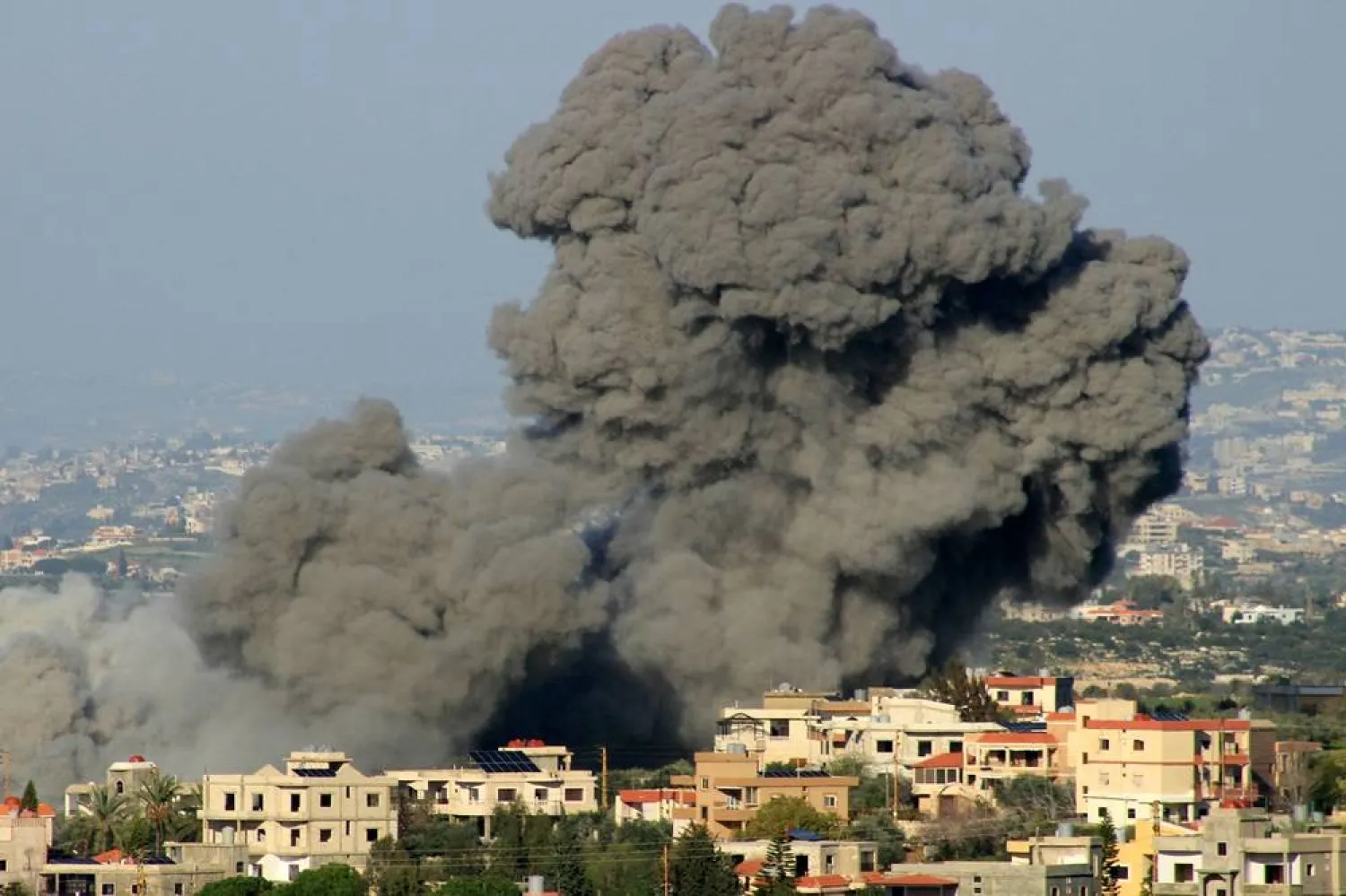 Smoke billows after an Israeli strike on Lebanon's southern village of Majdel Zoun on March 5, 2024, amid escalating cross-border hostilities during the Israel-Hamas war. (AFP)