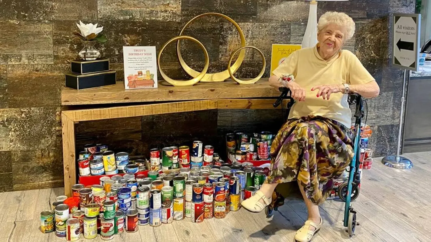 "I was very happy to have the cans, and they were so bright and pretty here in the lobby," Handleman said. (Emma Anderson)