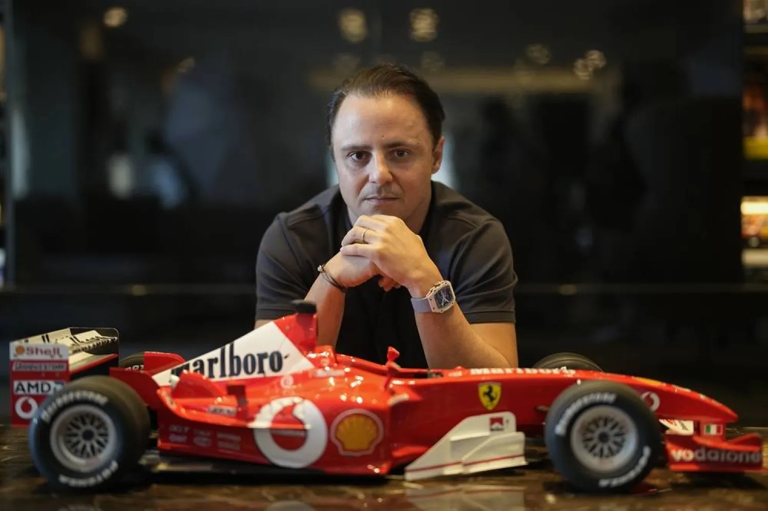 Former Formula One driver Felipe Massa poses for a photo at his home in Sao Paulo, Brazil, Aug. 31, 2023. (AP)