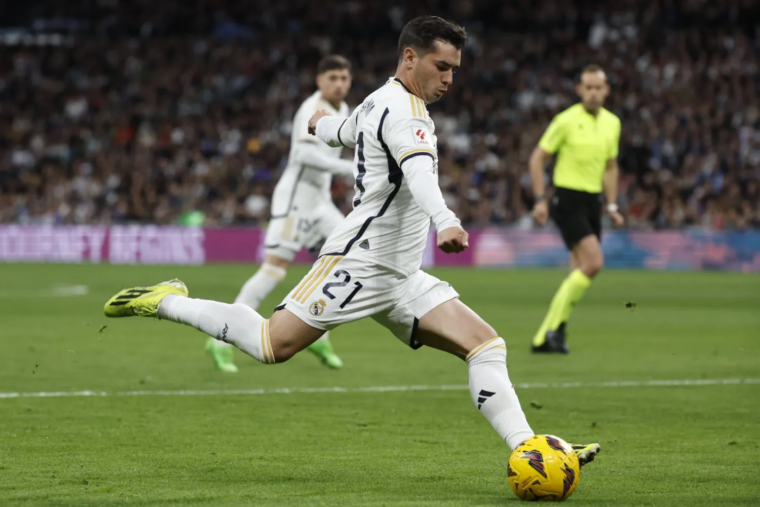 براهيم دياز نجم ريال مدريد الإسباني (إ.ب.أ)