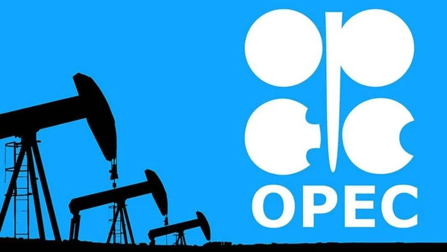 A model of oil rigs in front of the OPEC logo (Reuters)