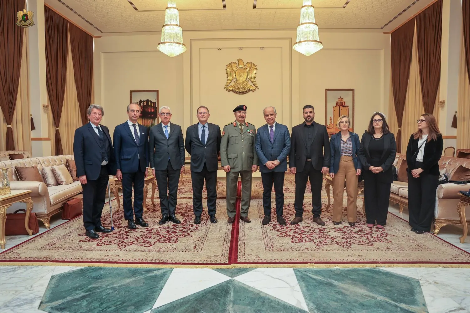 لقاء حفتر مع الوفد الإيطالي في بنغازي (الجيش الوطني)