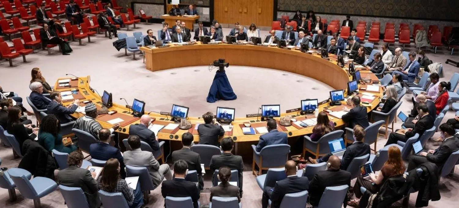 المبعوث الأممي غير بيدرسون في جلسة مجلس الأمن نهاية فبراير الماضي حول الوضع إلى سوريا (موقع الأمم المتحدة)