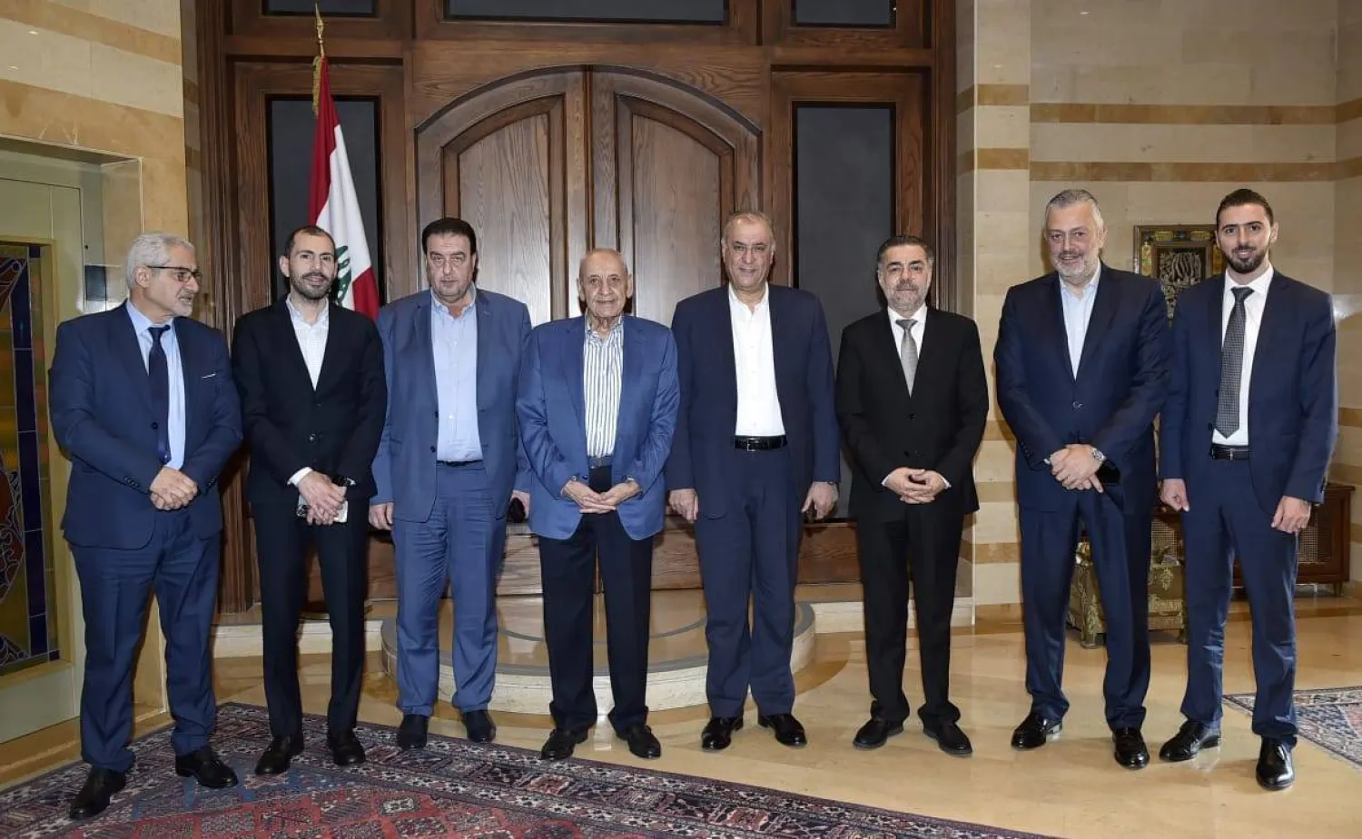 Speaker Nabih Berri meets with the National Moderation bloc on Saturday. (Parliament)