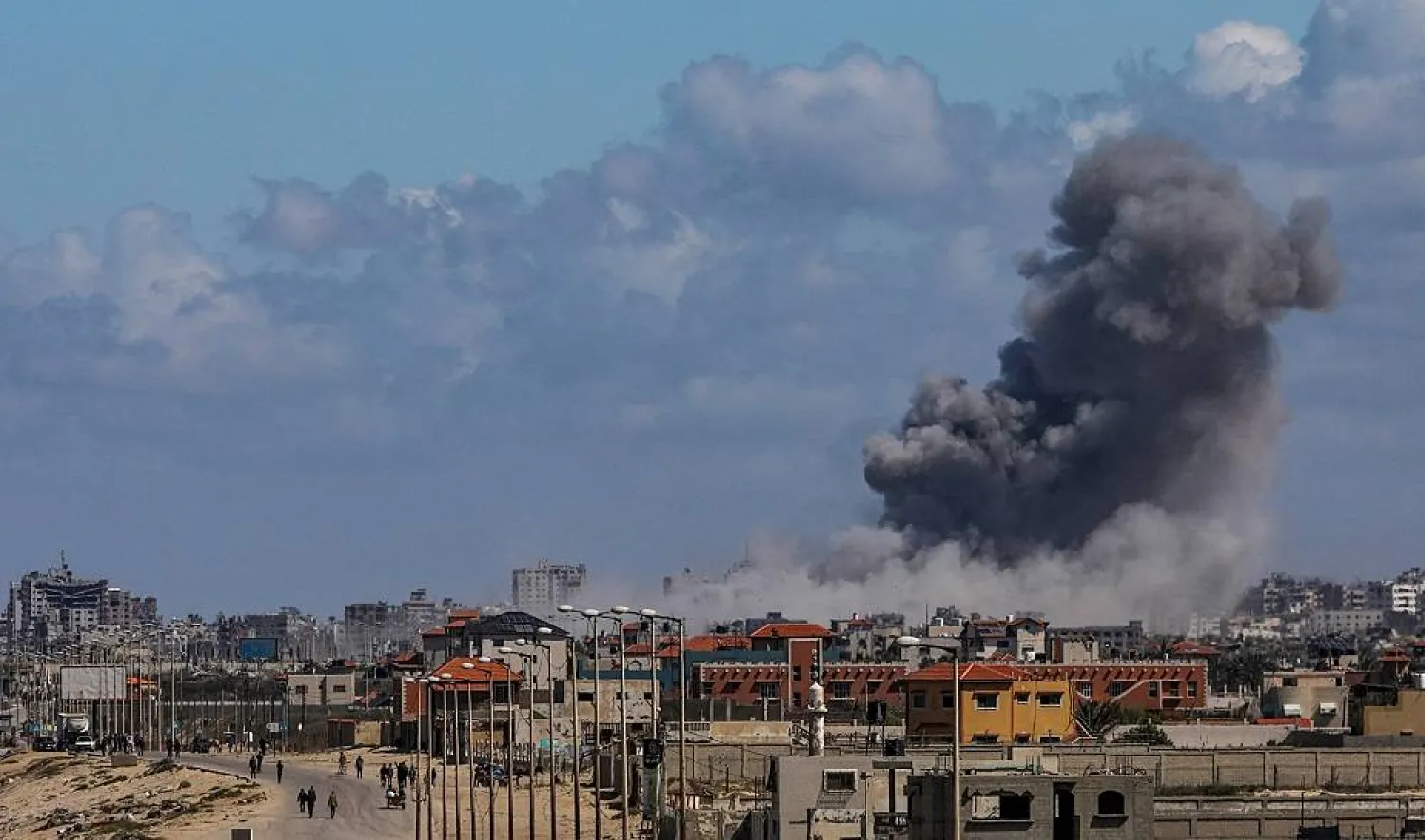 Smoke rises following an Israeli air strike in Gaza City, northern Gaza Strip, 15 March 2024. (EPA)