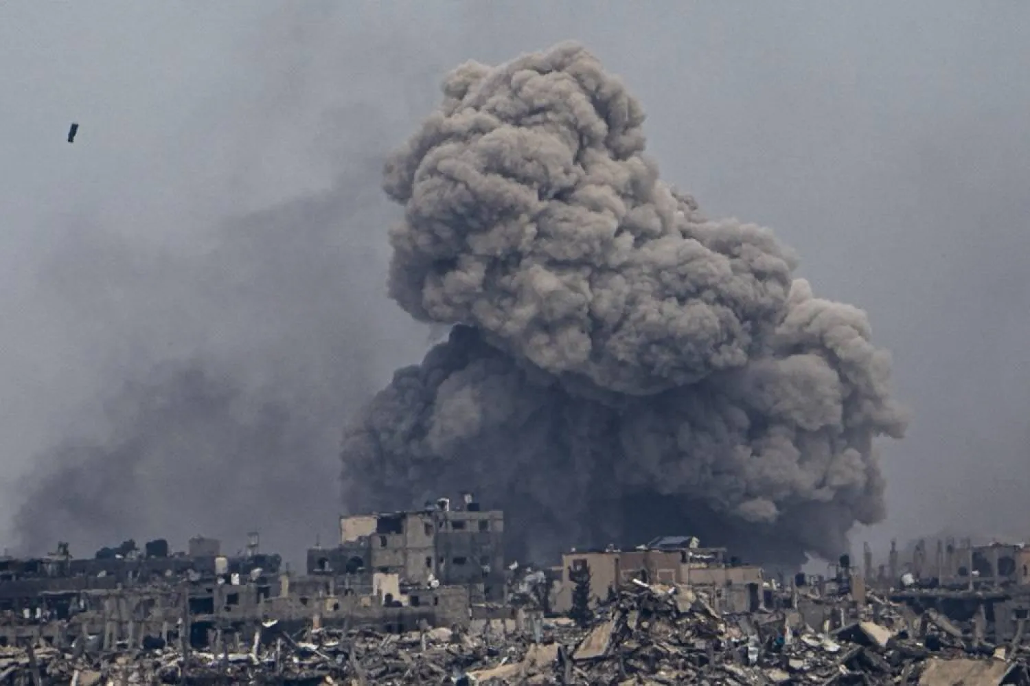  Smoke and explosions rise inside the Gaza Strip, as seen from southern Israel, Sunday, Sunday, March 17, 2024. (AP)
