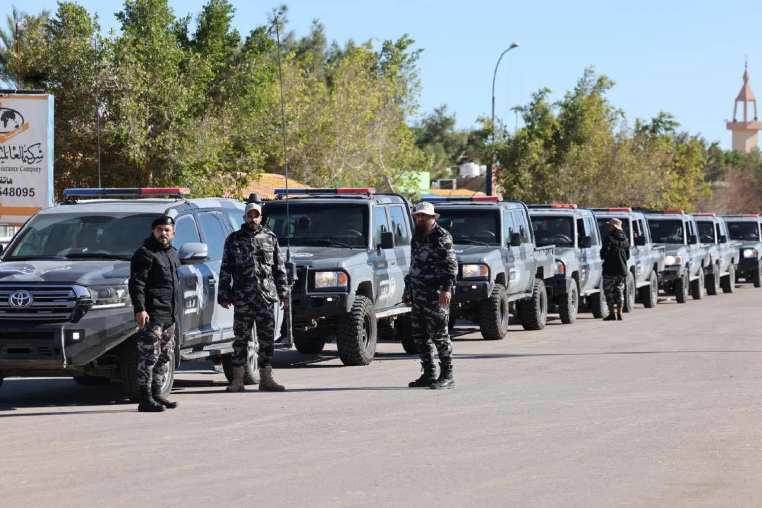 جانب من وصول قوات أمنية ليبية إلى معبر «رأس جدير» مع تونس (إدارة إنفاذ القانون الليبية)
