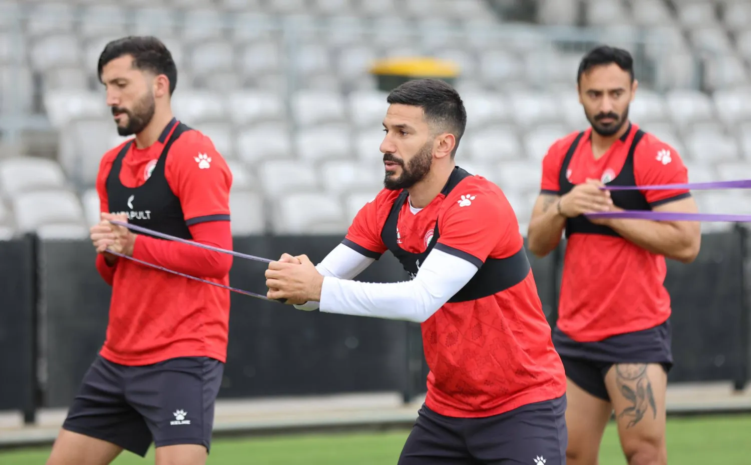 جانب من تدريبات منتخب لبنان (الشرق الأوسط)